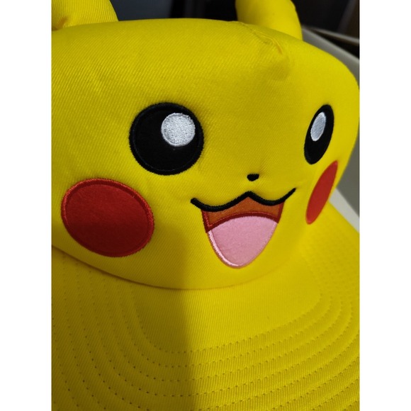 2017 Pikachu Face Foam Hat With Ears‎ Yellow Pokemon Snapback Cartoon Anime - Picture 2 of 5